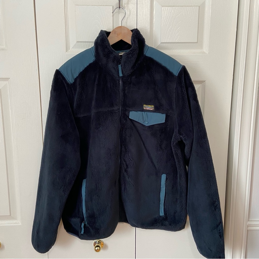L.L.Bean Men’s Full Zip Sherpa Jacket Blue Size XL - Picture 2 of 7
